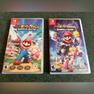 NINTENDO SWITCH GAMES BUNDLE - MARIO + RABBIDS Kingdom Battle and Sparks of Hope